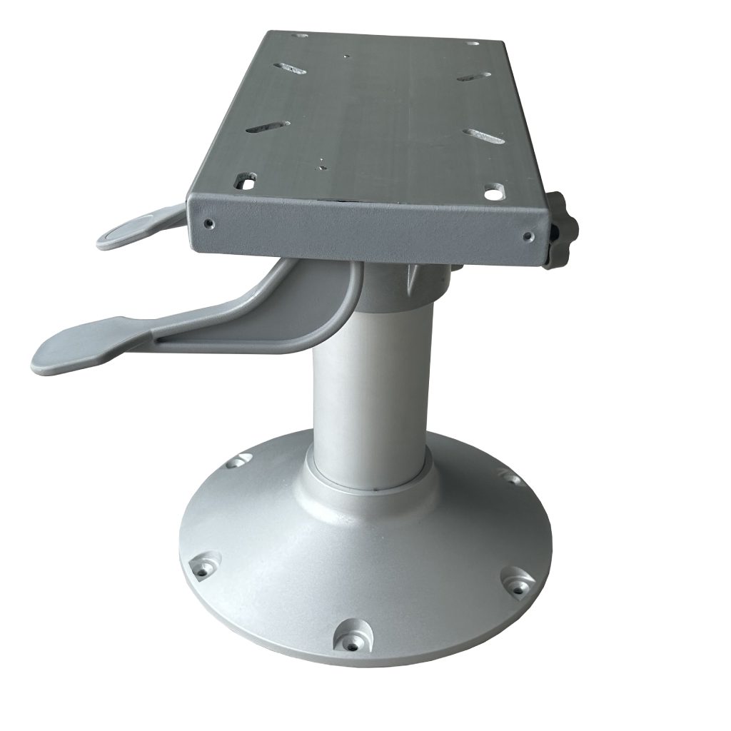 A metal pedestal with a metal plate on top.