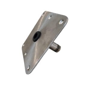 Stainless steel mounting plate with grommet.