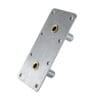 Metal plate with two holes and studs.