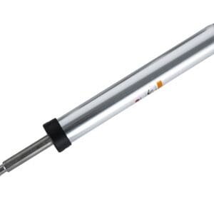 Silver metal pneumatic gas spring strut.