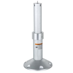 Silver metal pedestal mounting post.