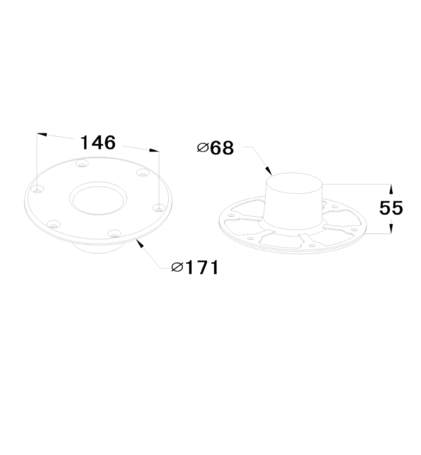 Technical drawing of circular flange dimensions.